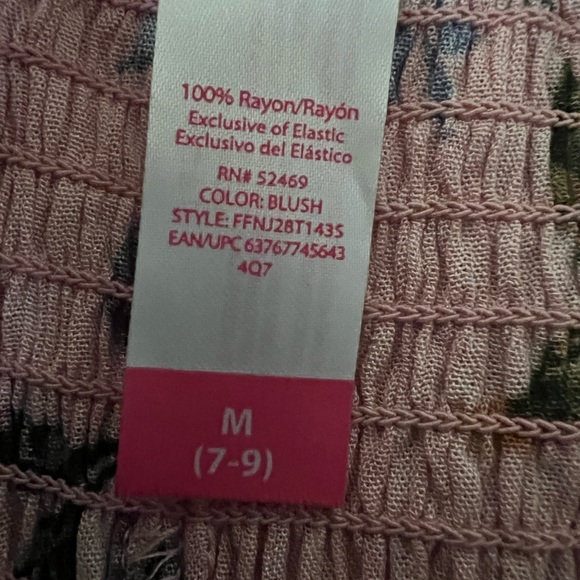 No Boundaries Blush Flower Print Smocked Circle Blouse - Picture 6 of 9